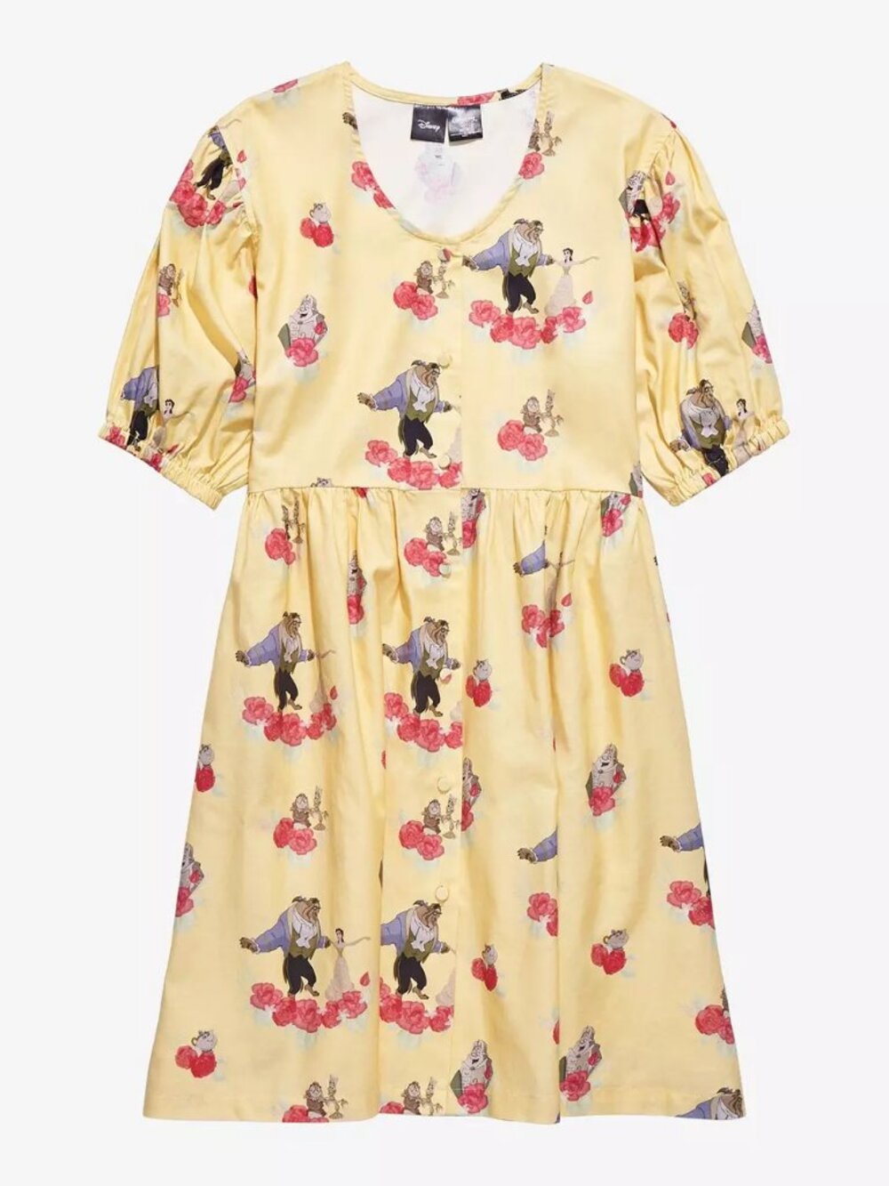 Cakeworthy Disney Beauty and the Beast Allover Print Dress Yellow Size XL NWT